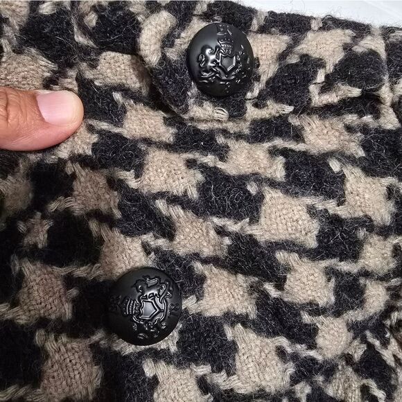 Banana Republic Houndstooth Wool Jacket Size Medium In Cream And Black - Picture 3 of 11